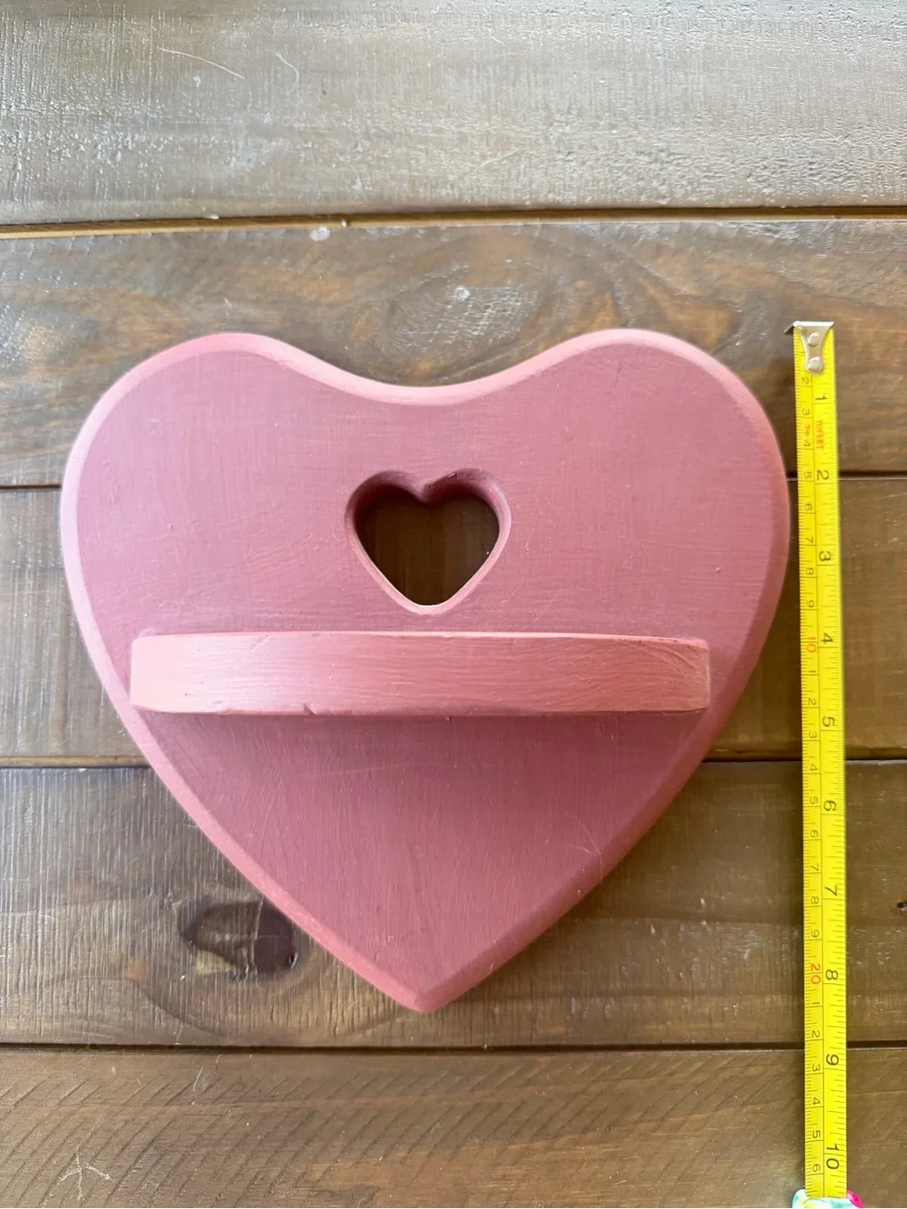 Rustic Heart Wall Shelf Farmhouse Decor Wood Cottage Shabby Chic Cottagecore
